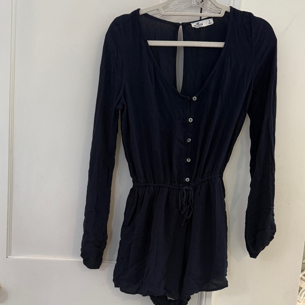 Hollister Dark Blue Button-Up Romper